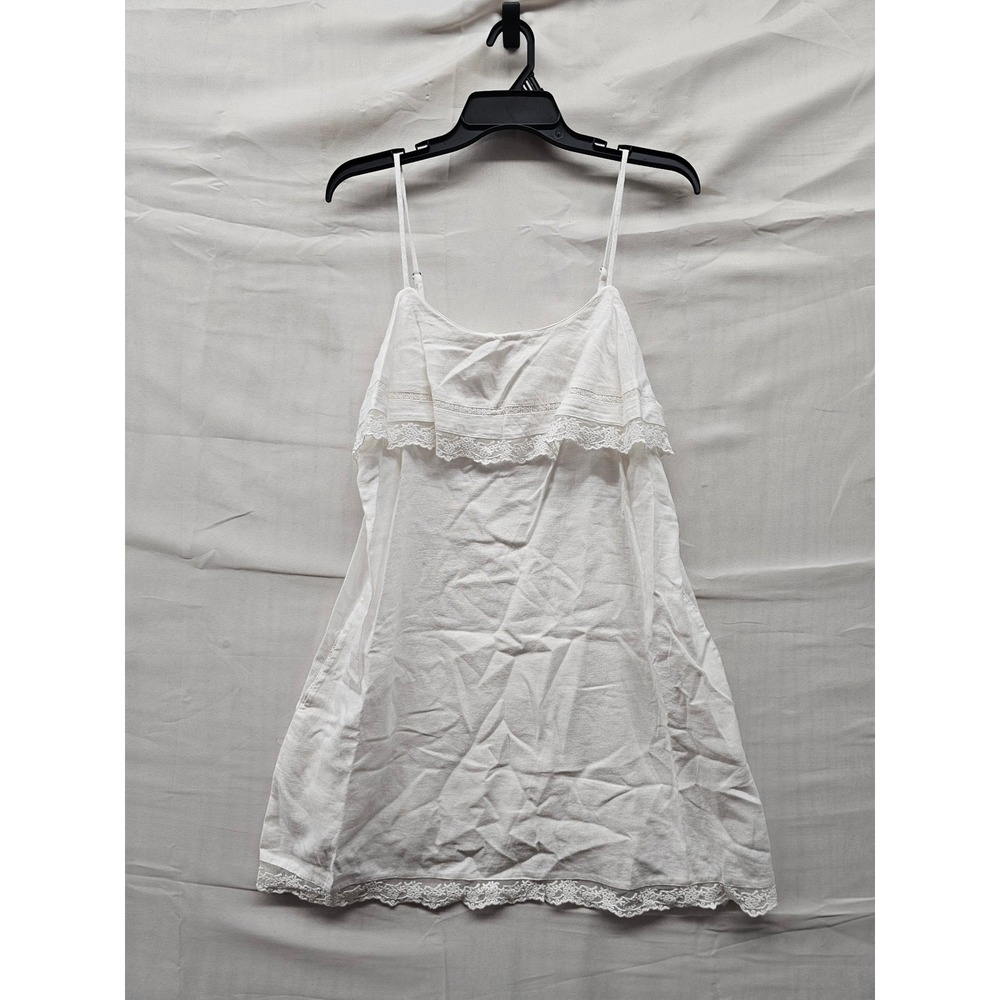 Universal Thread Womens Lace Trim Cami Mini Dress White Linen Blend Size Medium